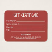 ラブリー金ゴールドボウ赤いハートギフトボックスギフトカード (裏面)