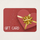 ラブリー金ゴールドボウ赤いハートギフトボックスギフトカード (正面)