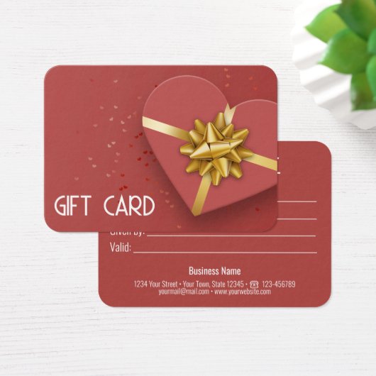 ラブリー金ゴールドボウ赤いハートギフトボックスギフトカード (デスク)