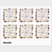 ラブリー金ゴールドマルーン色フローラ製品ラベル スクエアシール (シート)