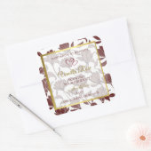 ラブリー金ゴールドマルーン色フローラ製品ラベル スクエアシール (封筒)