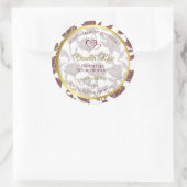 ラブリー金ゴールドマルーン色フローラ製品ラベル ラウンドシール (バッグ)