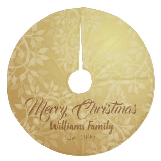 ラブリー金ゴールドリーフつる植物デザイン フリース ツリースカート (正面)