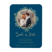 ラブリー金ゴールド雪片リースフォトフレーム結婚ズ マグネット (縦)