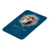 ラブリー金ゴールド雪片リースフォトフレーム結婚ズ マグネット (左側)