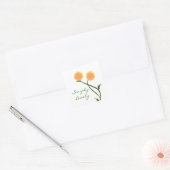 ラブリー開花スクエアステッカー、オレンジ スクエアシール (封筒)