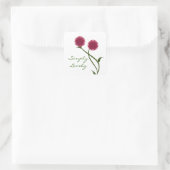 ラブリー開花スクエアステッカー、明るい赤紫色 スクエアシール (バッグ)