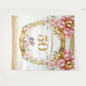 ラブリー50誕生日ピンクハイヒールパーティー タペストリー (正面(横))