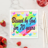 ラブリー70番目の誕生日恵みパーティーナプキンス スタンダードランチョンナプキン (インサイチュ)