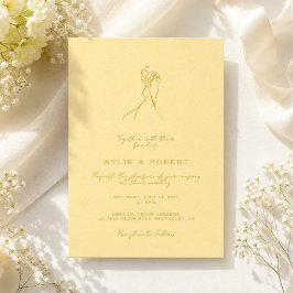 ラブリー カップル イラスト スクリプト バターイエロー 結婚式 招待状