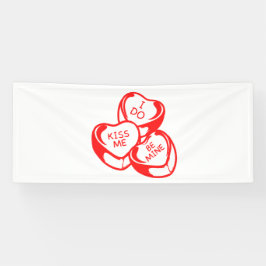 ラブリー キス ミー ビー マイン バレンタインデー 2.5x6 ビニール 横断幕