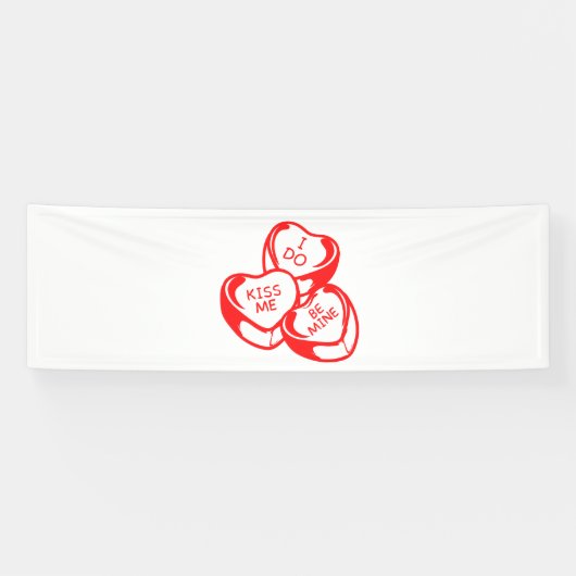 ラブリー キス ミー ビー マイン バレンタインデー 2.5x8 ビニール 横断幕 (横)