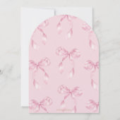 ラブリー コケッティ ピンク リボン ボウ バット ミッツヴァー アーチ 招待状 (裏面)