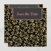 ラブリー ゴールド フラワー セーブ・ザ・デート (正面/裏面)