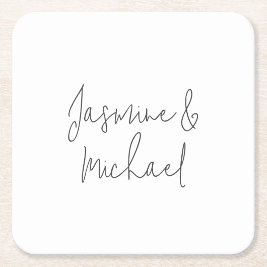 ラブリー シックなカリグラフィー カップル名 スクエアペーパーコースター (正面)