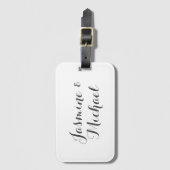 ラブリー シックなカリグラフィー カップル ネーム ラゲッジタグ (正面縦)