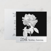ラブリー シルバー ローズ 25周年 結婚記念日 パーティー 招待状 (正面/裏面)