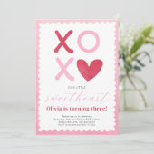 ラブリー スイートハート ピンク レッド バースデー インビテーション (スタンド正面)