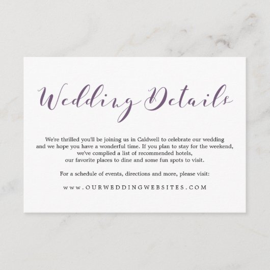 ラブリー スクリプトの詳細 | ウェディング エンクロージャーカード (正面)