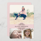 ラブリー·タイム·アンド·ナウ·フォト卒業パーティー|ピンク 招待状 (正面/裏面)