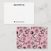 ラブリー ハート ドゥードル パターン ピンク バレンタインデー ノートカード (正面/裏面)