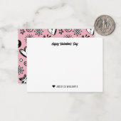 ラブリー ハート ドゥードル パターン ピンク バレンタインデー ノートカード (正面/裏面インサイチュ)