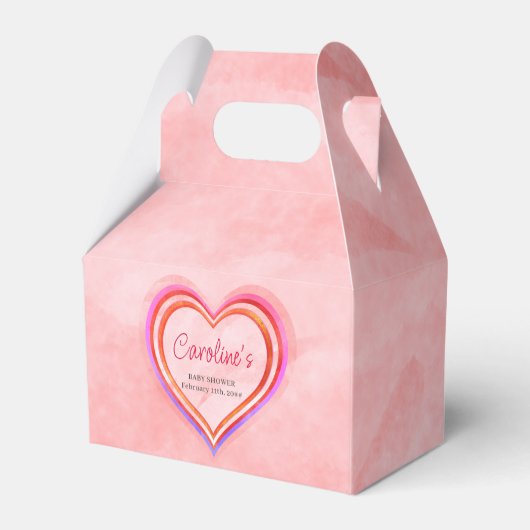 ラブリー ハート バレンタイン ウォーターカラー ベビーシャワー フェイバーボックス (正面サイド)