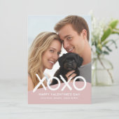 ラブリー バレンタインデー フォト ダスティ ピンク モダン シーズンカード (スタンド正面)