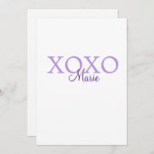 ラブリー バレンタインデー 名前 紫 パステル ミニマ シーズンカード (正面/裏面)