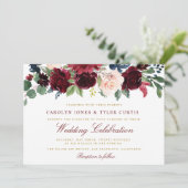 ラブリー·バーガンディ·ネービー·フローラ結婚式招待状 招待状 (スタンド正面)