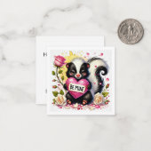 ラブリー ビー マイン スカンク クラスルーム バレンタイン ノートカード (正面/裏面インサイチュ)