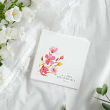 ラブリー ピンク ウォーターカラー フラワーブライダルシャワー