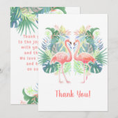ラブリー フェアリー テイル フォー ツー フラミンゴ トロピカル フラワー サンキューカード (正面/裏面)