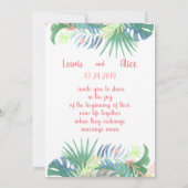 ラブリー フェアリー テイル フォー ツー フラミンゴ トロピカル フラワー 招待状 (裏面)