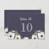 ラブリー フラワーテーブルナンバーカード - 紫 招待状 (正面/裏面)