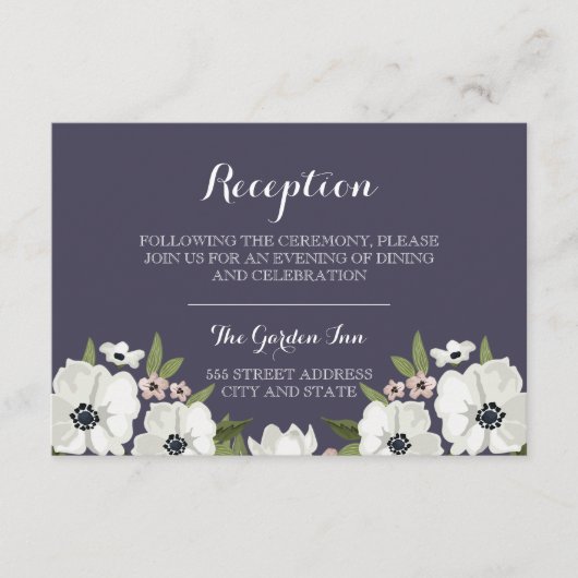 ラブリー フローラル 受付カード - 紫 エンクロージャーカード (正面)