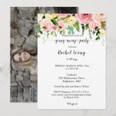 ラブリー ブラッシュ フラワームービング 離別パーティー フォト 招待状 (正面/裏面)