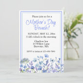 ラブリー ブルー 水彩 花の母の日ブランチ 招待状 (スタンド正面)