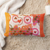 ラブリー ラブ ハート モチーフ アート プリント ランバークッション (ブランケット)