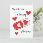 ラブリー・ラブ・ピル・バレンタインデーカード - 編集可能 招待状 (スタンド正面)