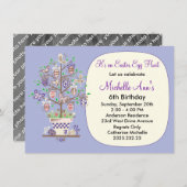 ラブリー ラベンダー イースター エッグ ハント 招待状 (正面/裏面)