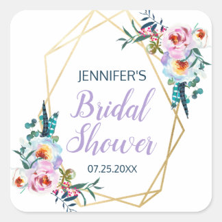 ラブリー ラベンダー ボヘミアンフラワー ブライズシャワー スクエアシール