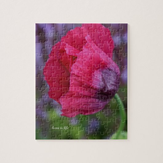 ラブリーPInk&パープルポピー花 ジグソーパズル (縦)