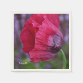 ラブリーPInk&パープルポピー花 スタンダードカクテルナプキン