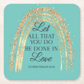 ラブレインボーで行われる金ゴールド スクエアペーパーコースター (正面)