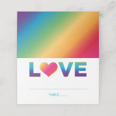 ラブレインボーカラー結婚ハート プレイスカード (外部開封)