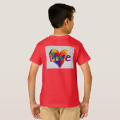 ラブレインボーハートア感動的ートワードシャツ Tシャツ (裏面フル)