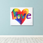 ラブレインボーハート絵画アートズキャンバス印刷 キャンバスプリント (インサイチュ (ウッドフロア))