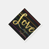 ラブレインボーピンストライプLGBTゴールドフェイクフォイル スタンダードカクテルナプキン (角)