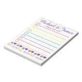 ラブレインボー結婚のケーキハート ノートパッド (回転)